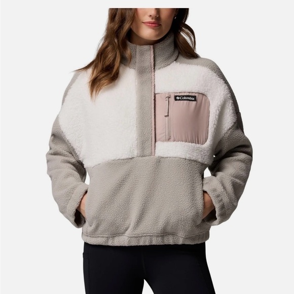 Columbia Jackets & Blazers - Columbia Women's Fleece Teddy Jacket - White and Gray Sz S